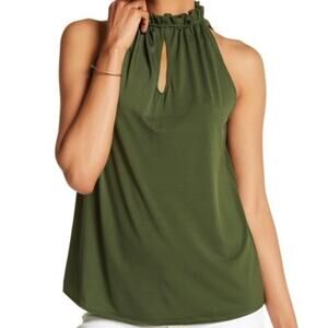 Macbeth Collection Ruffle Halter Shirt Green Small